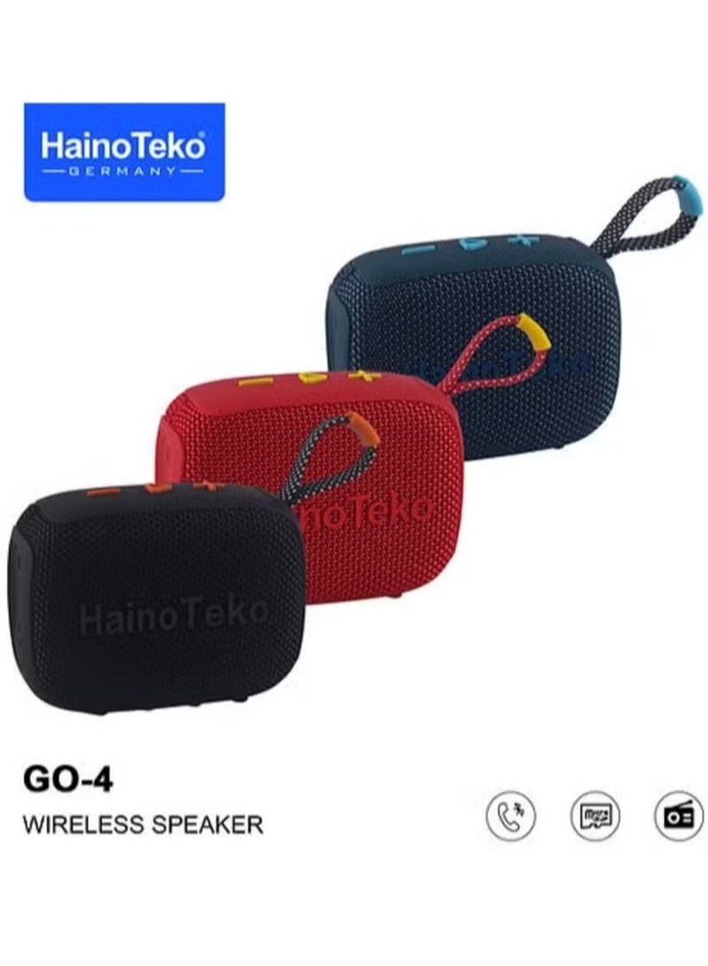 Haino Teko GO 4 Portable Mini Bluetooth Wireless Speaker for Indoor and Outdoor –- Compact, Powerful Sound, IPX6 Water-Resistant, 10-Hour Battery Life, Hands-Free Calling, Sleek Black Design - Image 1