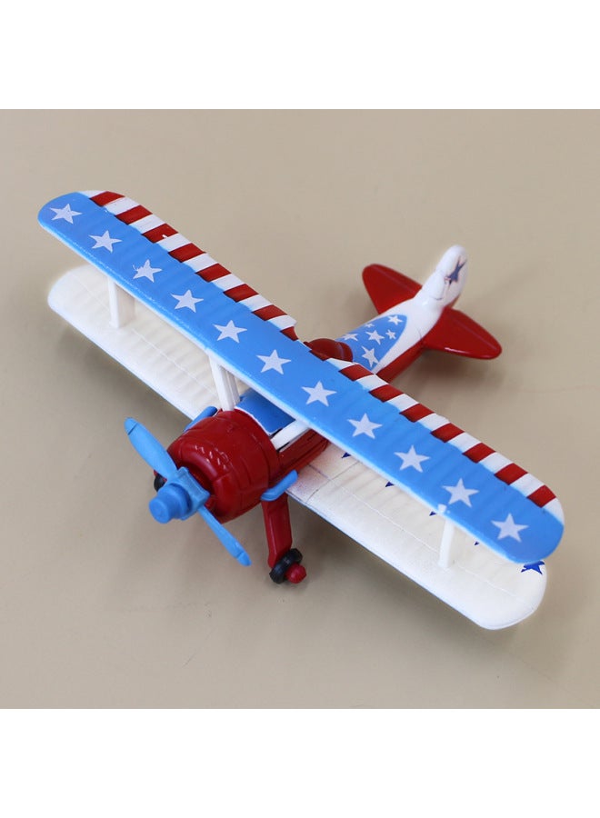 Aircraft Story Alloy Toy No.12 No.3 No.23 Aircraft Children's Model Yellow Gift Collection-Color:Stars And Stripes Aircraft - Image 1