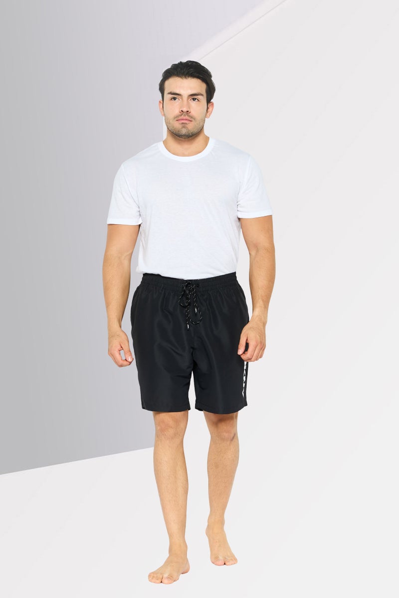 DKNY Men Drawstring Brand Logo Board Shorts,Black  - Image 2