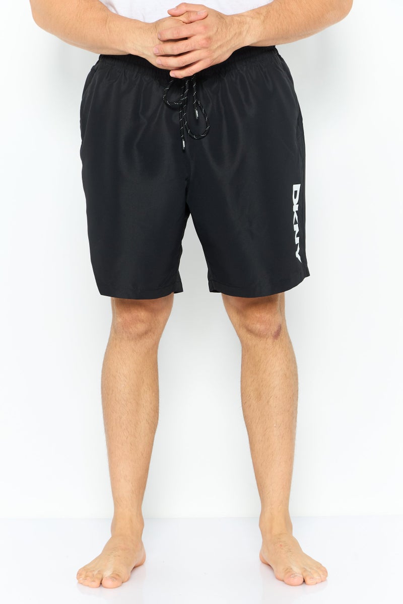 DKNY Men Drawstring Brand Logo Board Shorts,Black  - Image 1