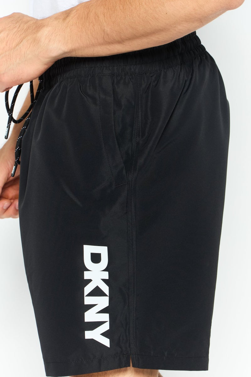 DKNY Men Drawstring Brand Logo Board Shorts,Black  - Image 3