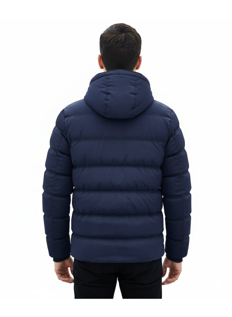 WATERPROOF Winter Puffer Zipped Jacket With Removable Hood - Image 2