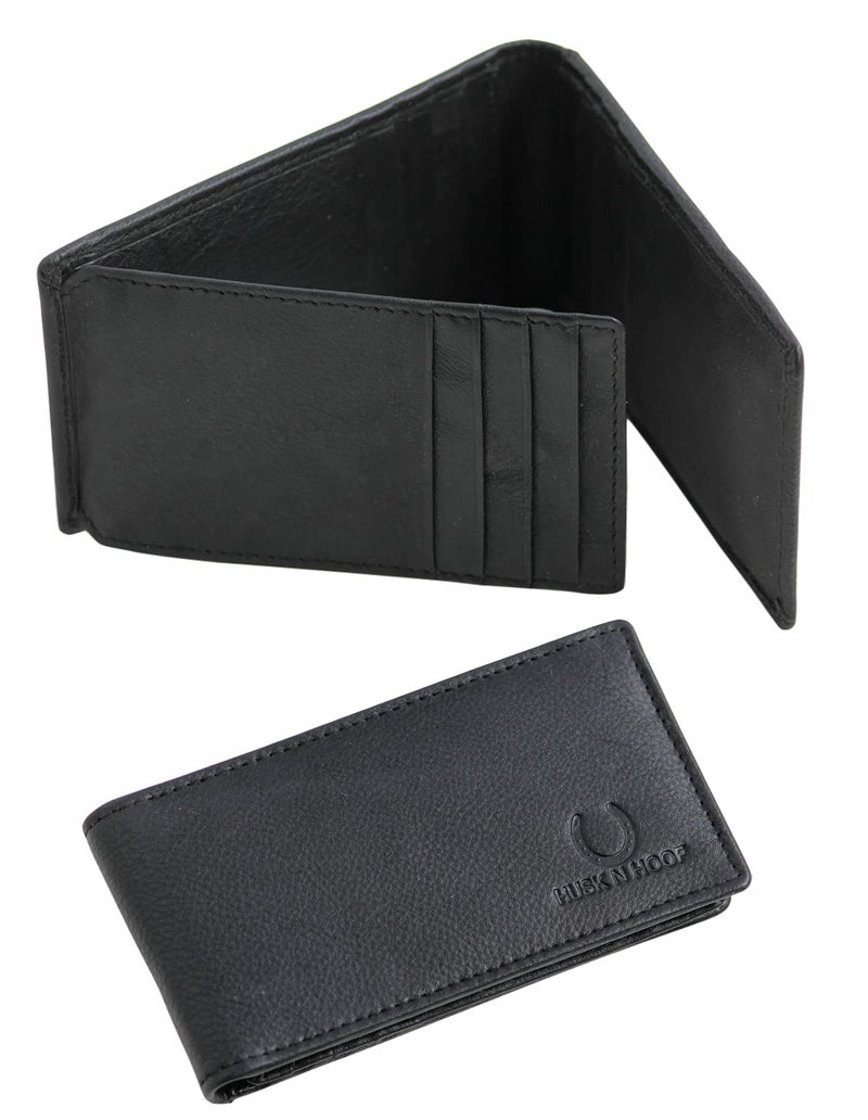 Husk N Hoof RFID Protected Leather Credit Card Holder Wallet for Man Women | Card Holder for Men Woman | Napa Black - Image 1
