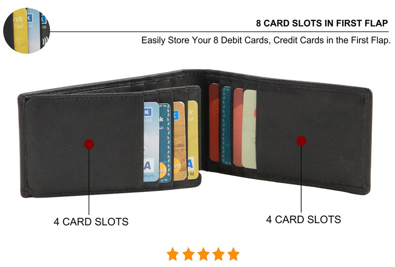 Husk N Hoof RFID Protected Leather Credit Card Holder Wallet for Man Women | Card Holder for Men Woman | Napa Black - Image 2
