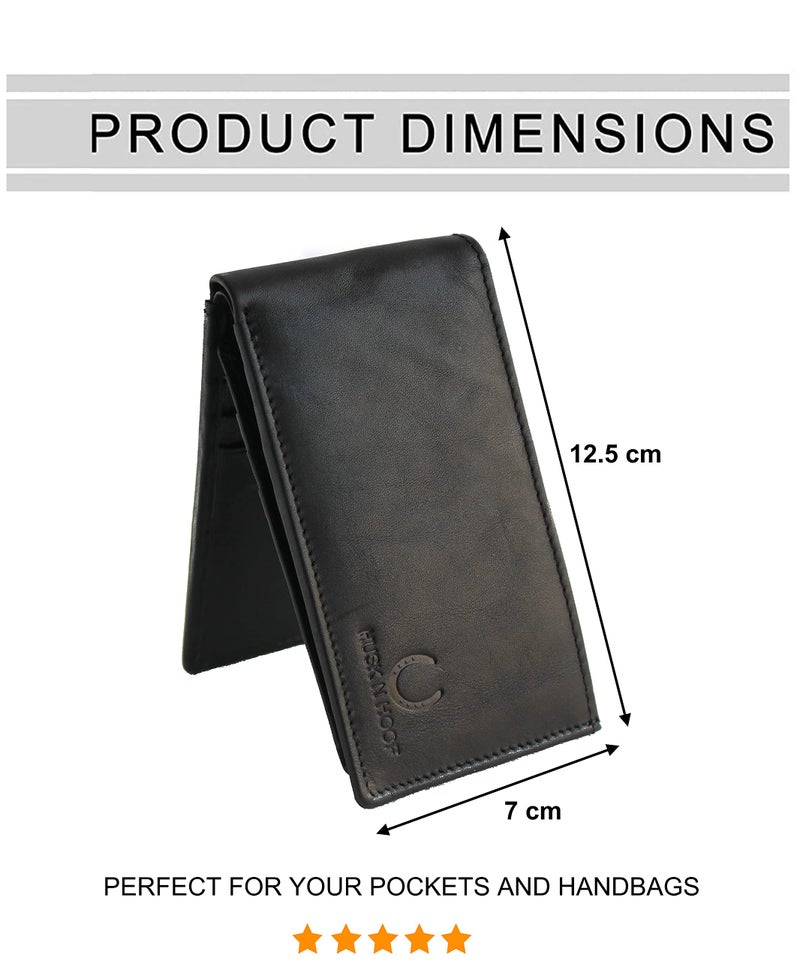 Husk N Hoof RFID Protected Leather Credit Card Holder Wallet for Man Women | Card Holder for Men Woman | Napa Black - Image 5