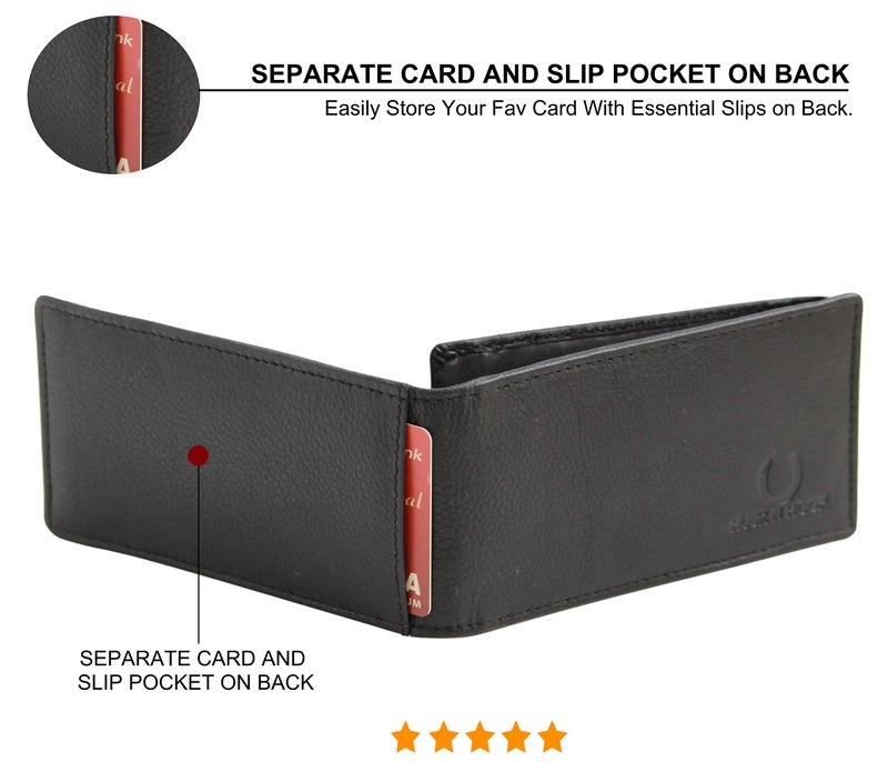 Husk N Hoof RFID Protected Leather Credit Card Holder Wallet for Man Women | Card Holder for Men Woman | Napa Black - Image 4