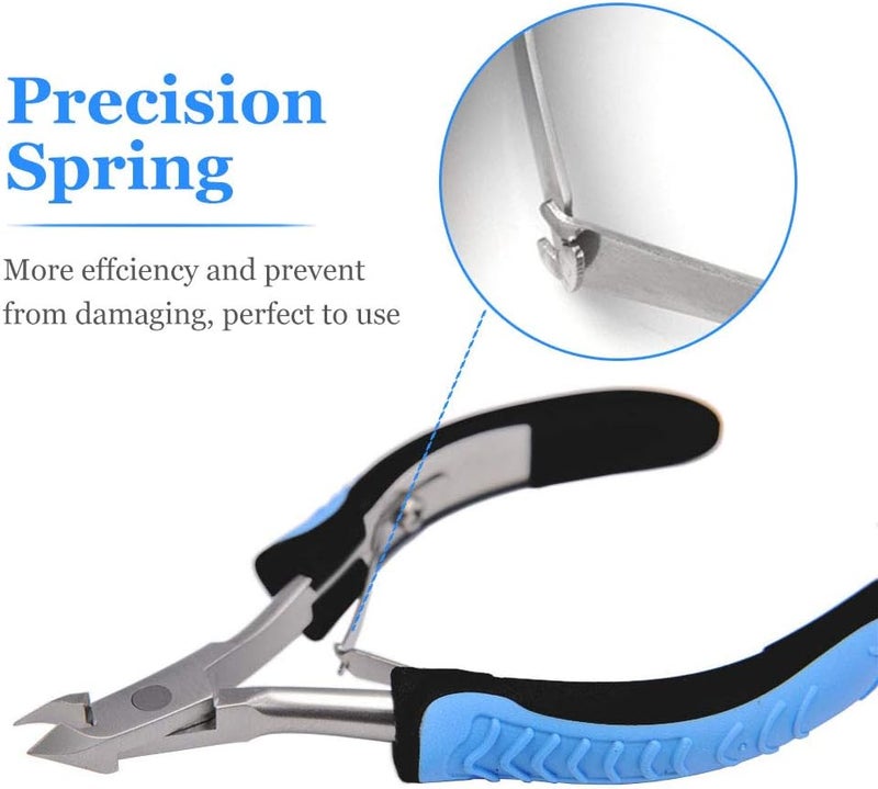 IVON Cuticle Trimmer, Professional Non-Slip Cuticle Cutter Stainless Steel Nipper Blue - Image 4