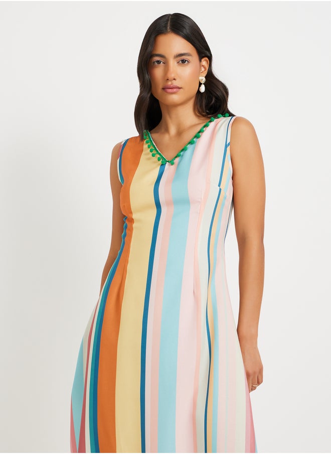 Take Two Striped Sleeveless Midi Dress  - Image 3