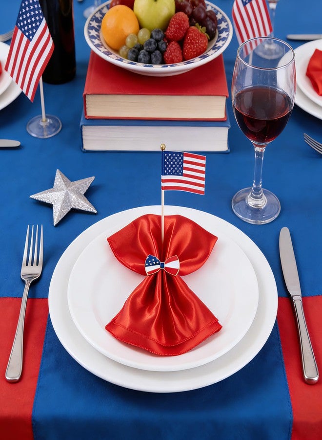 APTWOW 4th of July Patriotic Napkin Rings Set of 12, Gold Bow Napkin Holder for 250th Anniversary Independence Day Napkin Ring America Napkin Ring for Dining Table Decor - Image 4