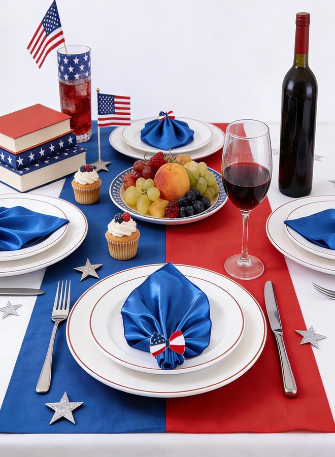 APTWOW 4th of July Patriotic Napkin Rings Set of 12, Gold Bow Napkin Holder for 250th Anniversary Independence Day Napkin Ring America Napkin Ring for Dining Table Decor - Image 5