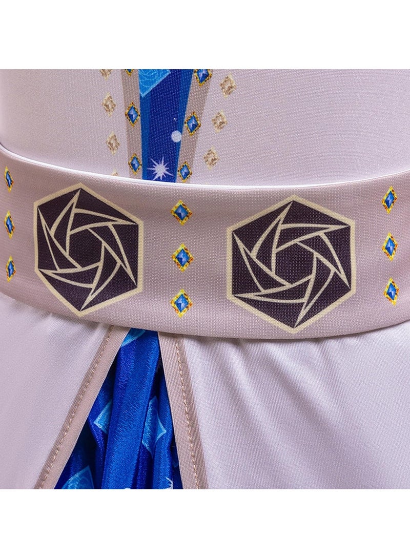 KASTWAVE Wish Asha Costume Girls Princess Dress with Tiara Crown, Princess Dress up Clothes for Girl, Cosplay Outfits with Accessories Kids Dress Up Christmas Party(4-5 Y) - Image 3