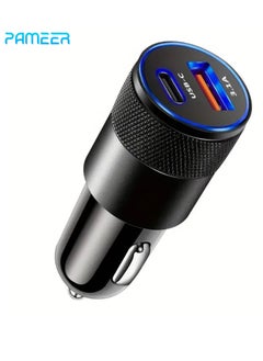 Two Ports Car Charger 3.1A USB+PD/USB-C Metal Car Charger Suitable For Various Mobile Phone Ports Supports Car Power Adapter Fast Charging  Plug for Steam Deck For iPhone, iPad, Samsung, Android