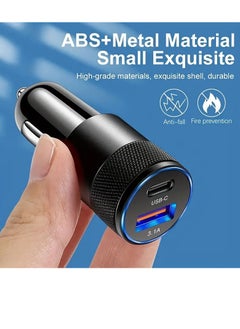 PAMEER Two Ports Car Charger 3.1A USB+PD/USB-C Metal Car Charger Suitable For Various Mobile Phone Ports Supports Car Power Adapter Fast Charging  Plug for Steam Deck For iPhone, iPad, Samsung, Android  - Image 3