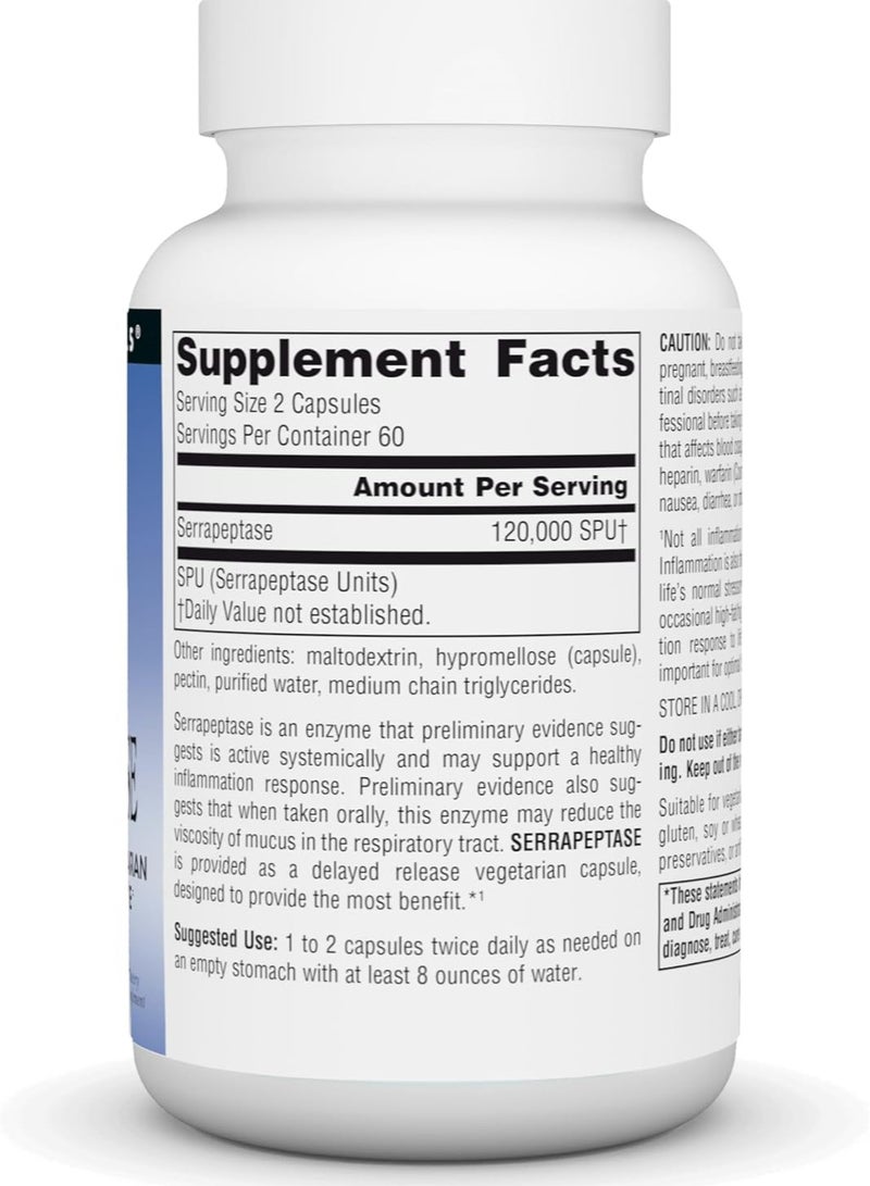 سورس ناتشورالز سيرابيبتاز، تأخير إطلاق الإنزيم، 120 كبسولة نباتية - Image 2