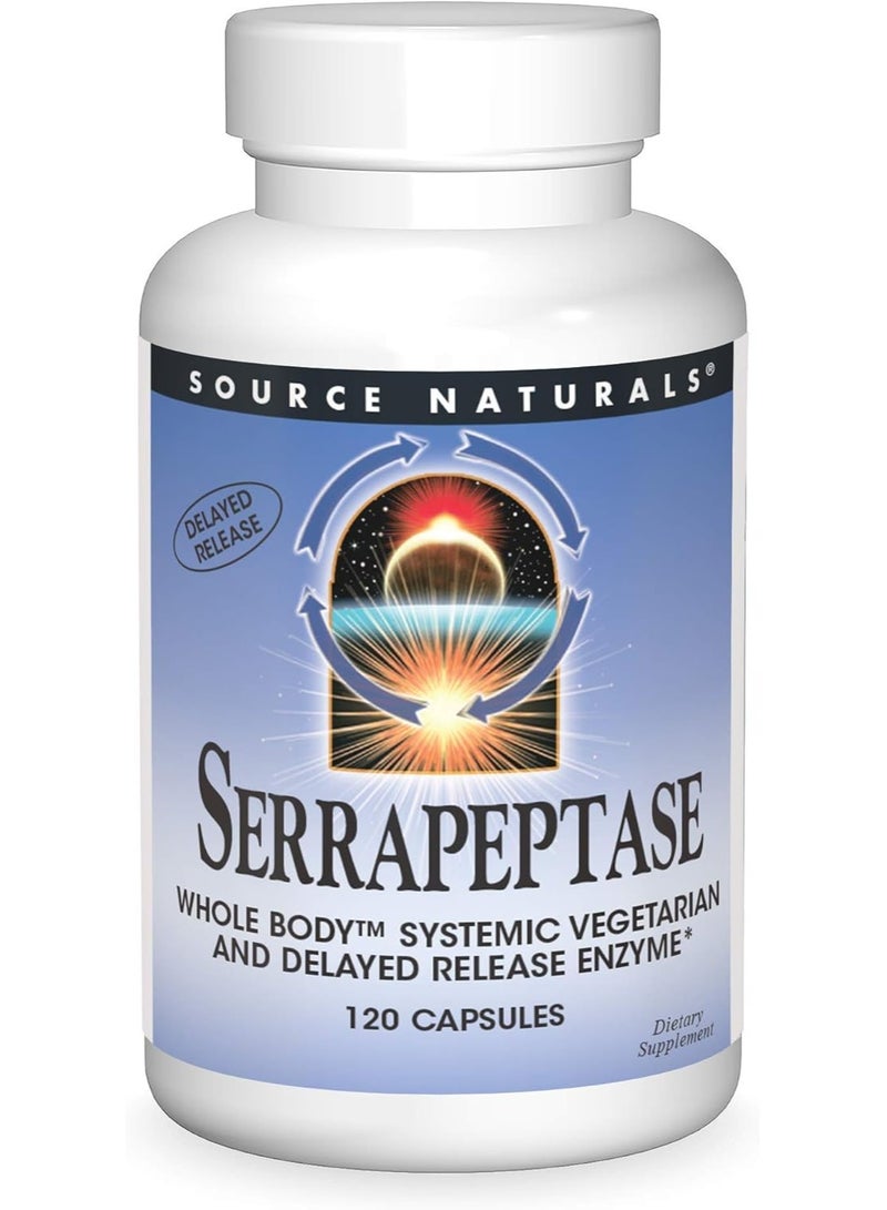 سورس ناتشورالز سيرابيبتاز، تأخير إطلاق الإنزيم، 120 كبسولة نباتية - Image 1