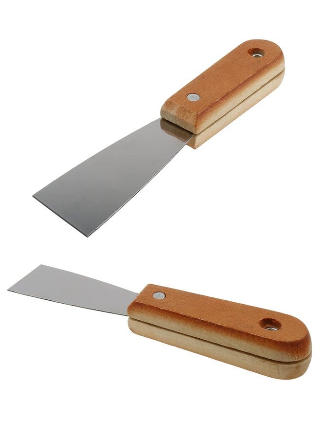 LUORNG 2pcs Carbon Steel Stiff Putty Knives with Wooden Handle 1.5" Drywall Taping Chisel Scraper Putty Tool for Taping Paint Wall Floor Tile Putty Scraper - Image 4