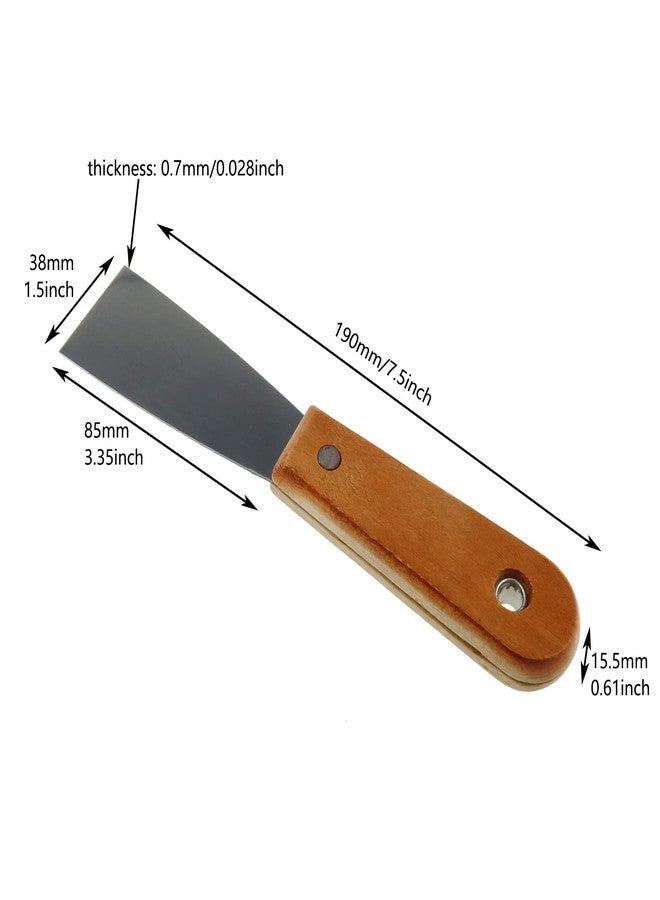 LUORNG 2pcs Carbon Steel Stiff Putty Knives with Wooden Handle 1.5" Drywall Taping Chisel Scraper Putty Tool for Taping Paint Wall Floor Tile Putty Scraper - Image 3