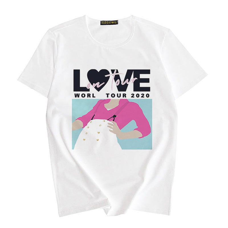 Cross-border supply T-shirt cartoon printed T-shirt women's short-sleeved women's clothing - Image 1