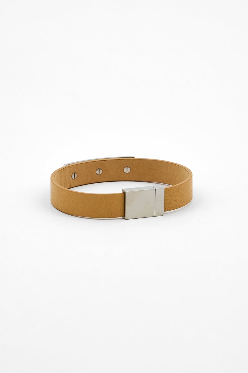 MVMT Men Leather Fashionable Bracelet, Light Brown  - Image 2