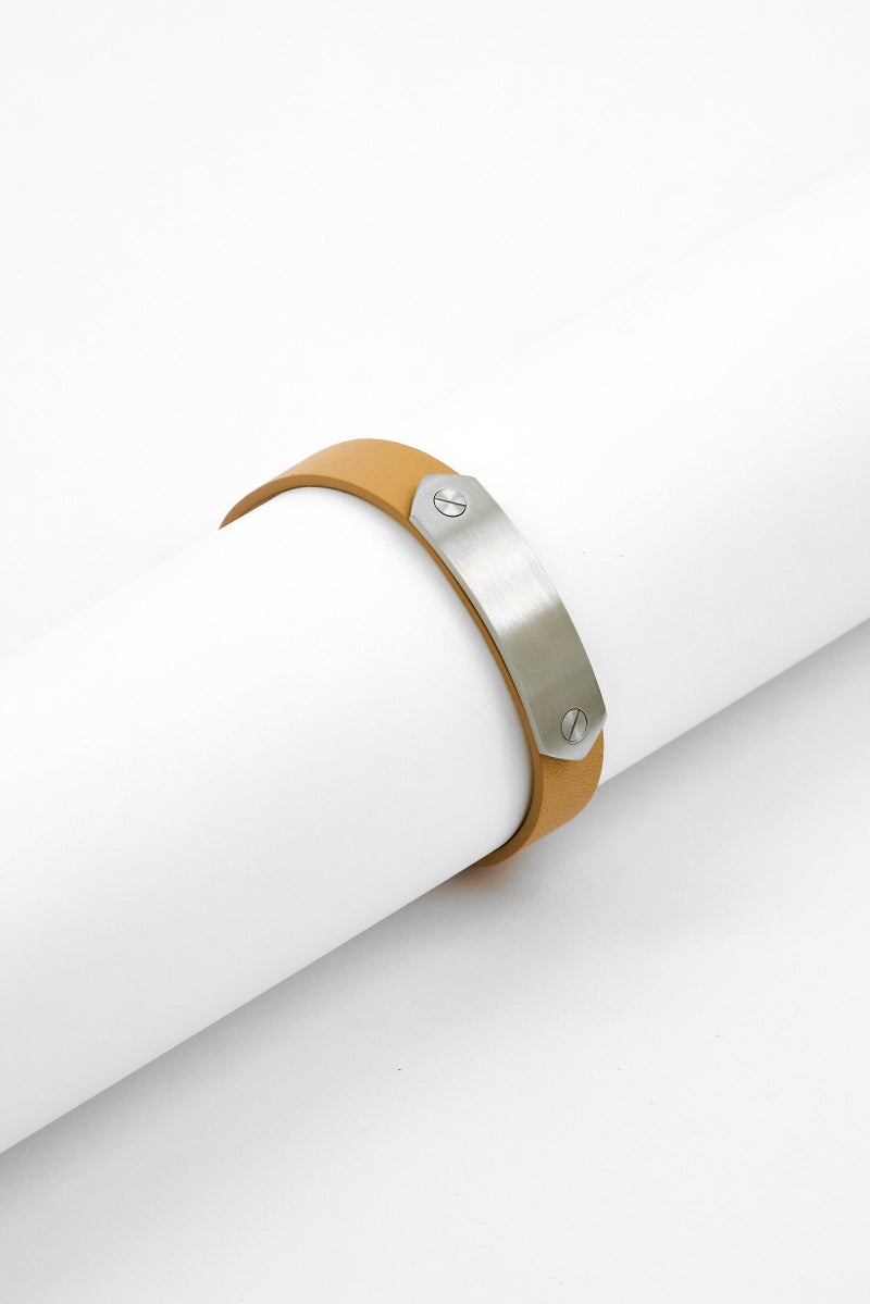 MVMT Men Leather Fashionable Bracelet, Light Brown  - Image 1