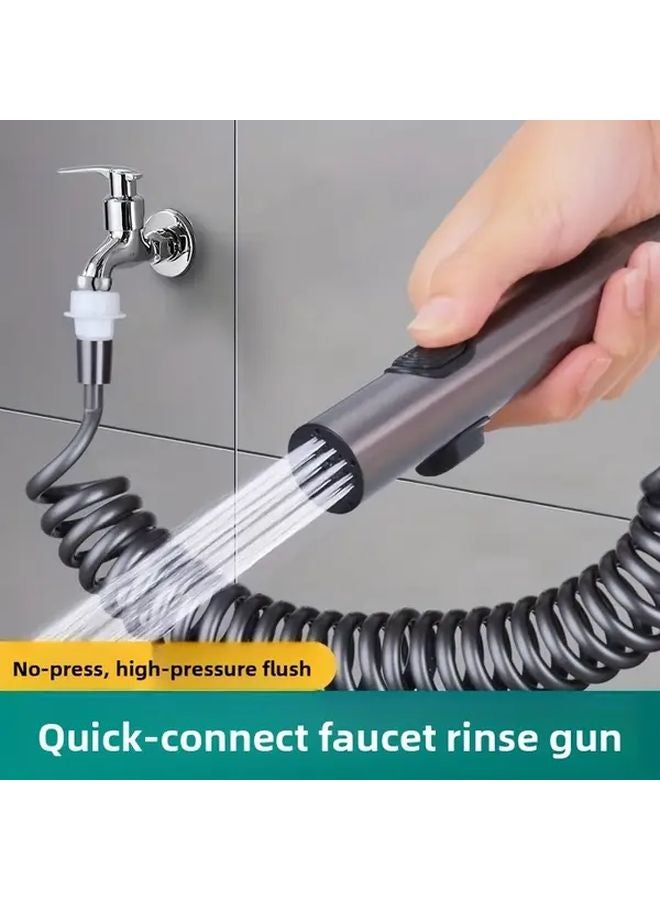 Gray 4pcs Stainless Steel Balcony Spray Gun Washing Machine Faucet Extender Kit Expandable Hose - Image 2