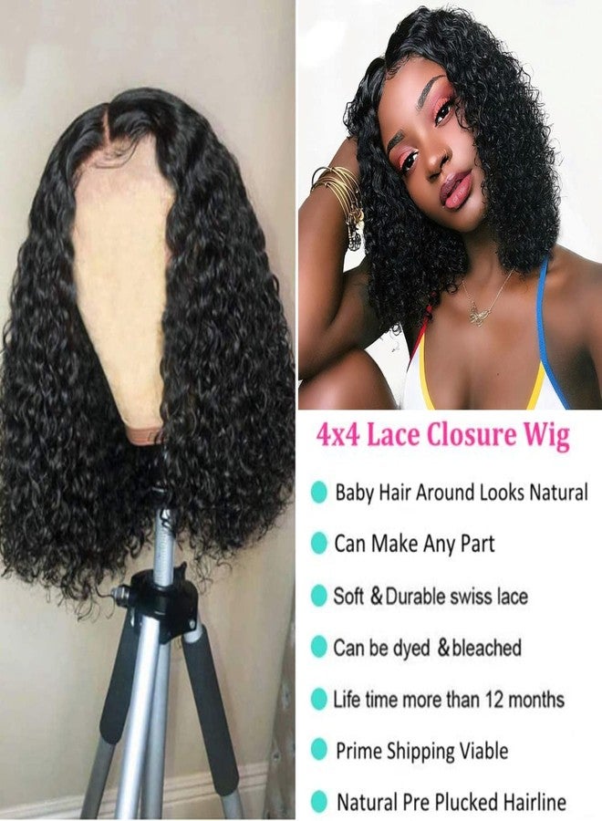 SODLIS Deep Wave Lace Closure Wig Human Hair Pre Plucked 4x4 Deep Curly Lace Front Wigs Brazilian Virgin Wigs for Black Women Natural Hairline (Natural Color, 14 Inch) - Image 2