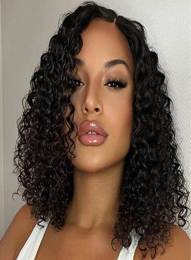 SODLIS Deep Wave Lace Closure Wig Human Hair Pre Plucked 4x4 Deep Curly Lace Front Wigs Brazilian Virgin Wigs for Black Women Natural Hairline (Natural Color, 14 Inch) - Image 1