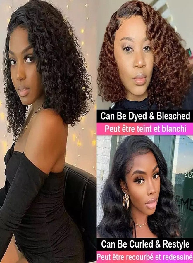 SODLIS Deep Wave Lace Closure Wig Human Hair Pre Plucked 4x4 Deep Curly Lace Front Wigs Brazilian Virgin Wigs for Black Women Natural Hairline (Natural Color, 14 Inch) - Image 5