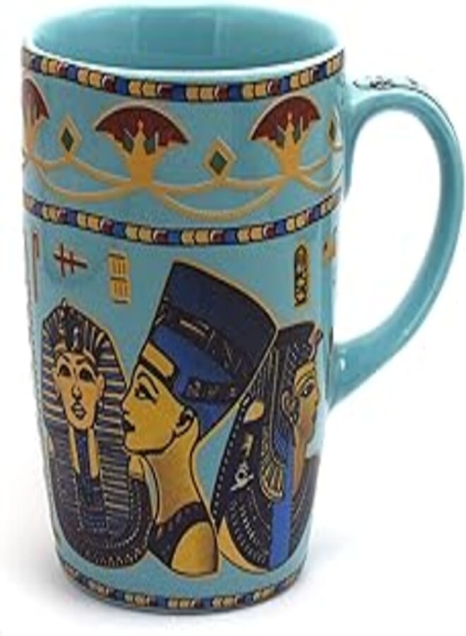 immatgar pharaonic Decorative Egyptian kings and queens mug Egyptian souvenirs gifts from Egypt (Cyan - 200 MM)