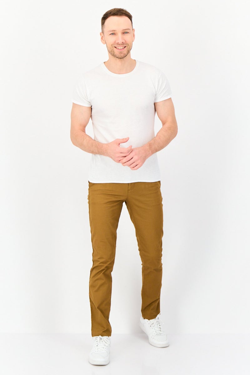 GAP Men Regular Fit Plain Skinny Pants, Brown  - Image 3