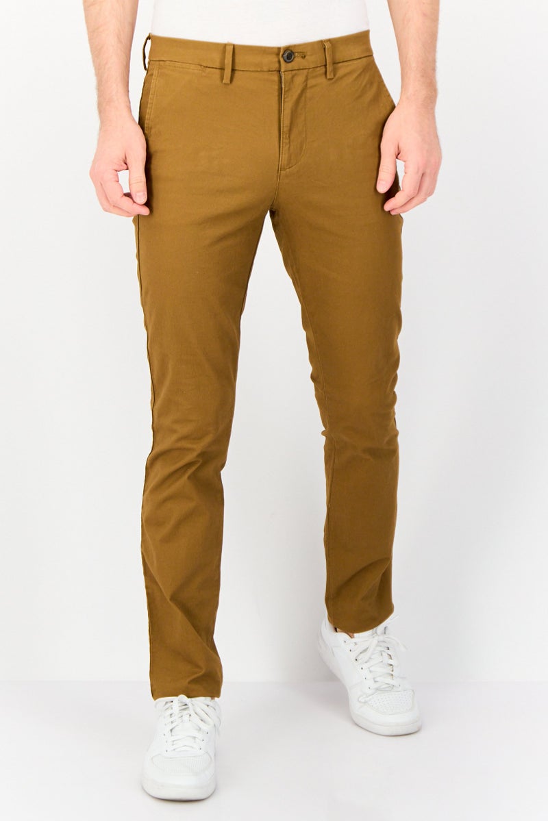 GAP Men Regular Fit Plain Skinny Pants, Brown  - Image 1