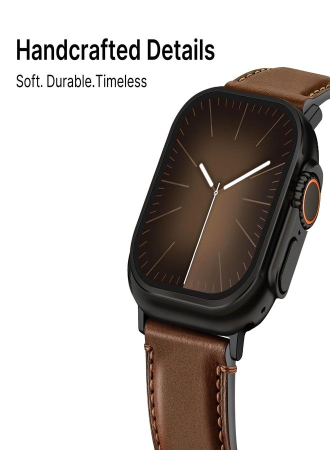 Fullmosa Premium Leather Bands Compatible with Apple Watch Strap 49mm 46mm 45mm 44mm 42mm(Series 3 2 1),Yola Bracelet for iWatch Ultra3/2/1 SE2 SE Series 11 10 9 8 7 6 5 4 3 2 1, Dark Brown - Image 2