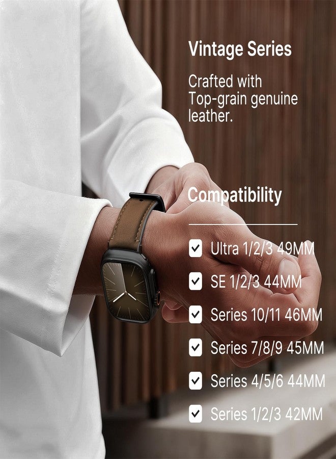 Fullmosa Premium Leather Bands Compatible with Apple Watch Strap 49mm 46mm 45mm 44mm 42mm(Series 3 2 1),Yola Bracelet for iWatch Ultra3/2/1 SE2 SE Series 11 10 9 8 7 6 5 4 3 2 1, Dark Brown - Image 4