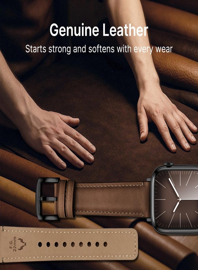 Fullmosa Premium Leather Bands Compatible with Apple Watch Strap 49mm 46mm 45mm 44mm 42mm(Series 3 2 1),Yola Bracelet for iWatch Ultra3/2/1 SE2 SE Series 11 10 9 8 7 6 5 4 3 2 1, Dark Brown - Image 3