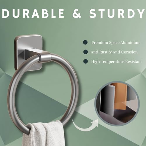 Tenom Towel Hanger for Wash Basin, Self Adhesive Towel Holder for Kitchen & Bathroom, ABS Plastic Light Weight Rustproof Napkin Holder, Wall Mounted No Drill Towel Rod (Grey, Circle) - Image 3