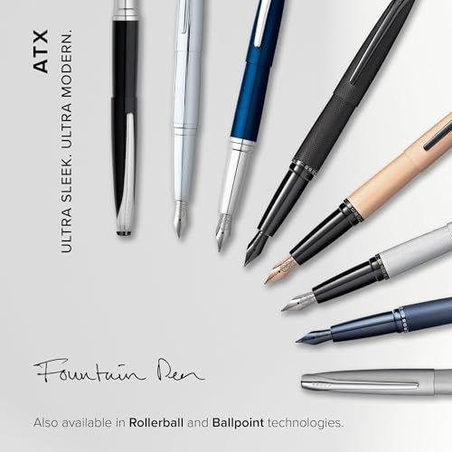 Cross ATX Executive Sandblasted Dark Blue PVD Fountain Pen – Fine Nib, Smooth Writing, Premium Gift Box Included - Image 5