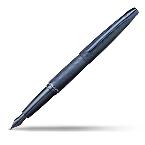 Cross ATX Executive Sandblasted Dark Blue PVD Fountain Pen – Fine Nib, Smooth Writing, Premium Gift Box Included - Image 1