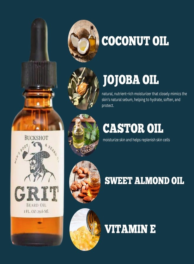 GRIT Buckshot Premium Beard Oil (1 Fl oz) | Coconut Oil, Vitamin E | Beard Oil for Grooming | Hydrating Conditioning Oils | Softens Brittle & Dry Facial Hair | - Image 3