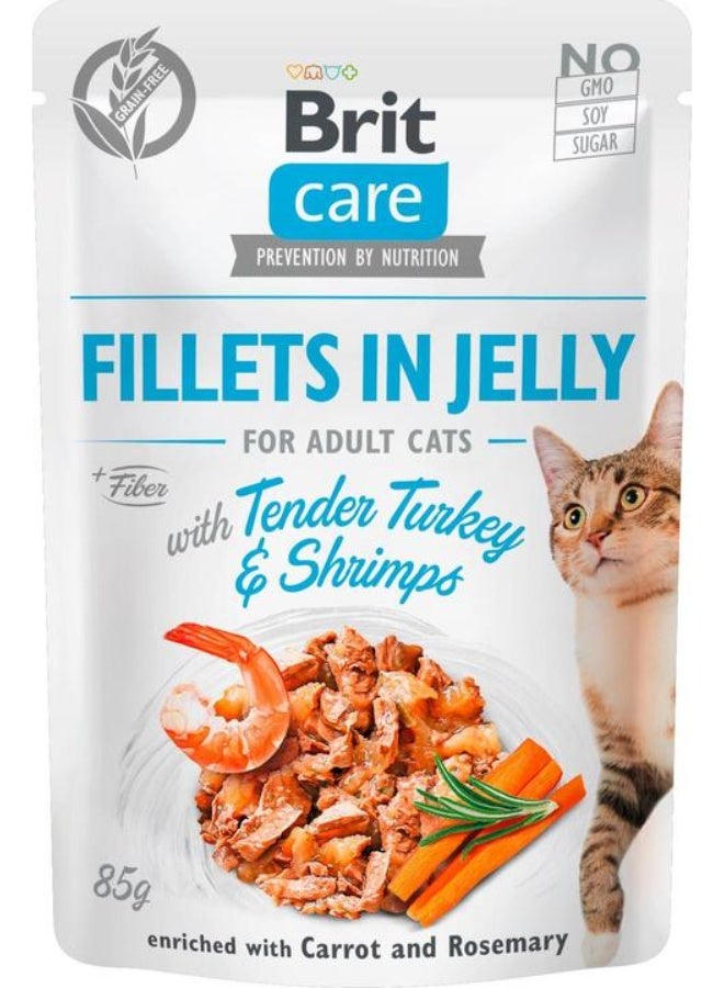 بريت كير كيس القطط  مع ديك رومي وجمبري بالجيلي 85 جرام