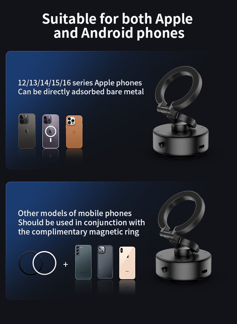infino Magnetic Car Phone Mount – Vacuum Suction Foldable Dashboard Holder, Universal 4.7-7 Inch Smartphones, 360 Adjustable, Strong Magnetic Grip, Durable Aluminum Alloy - Image 5