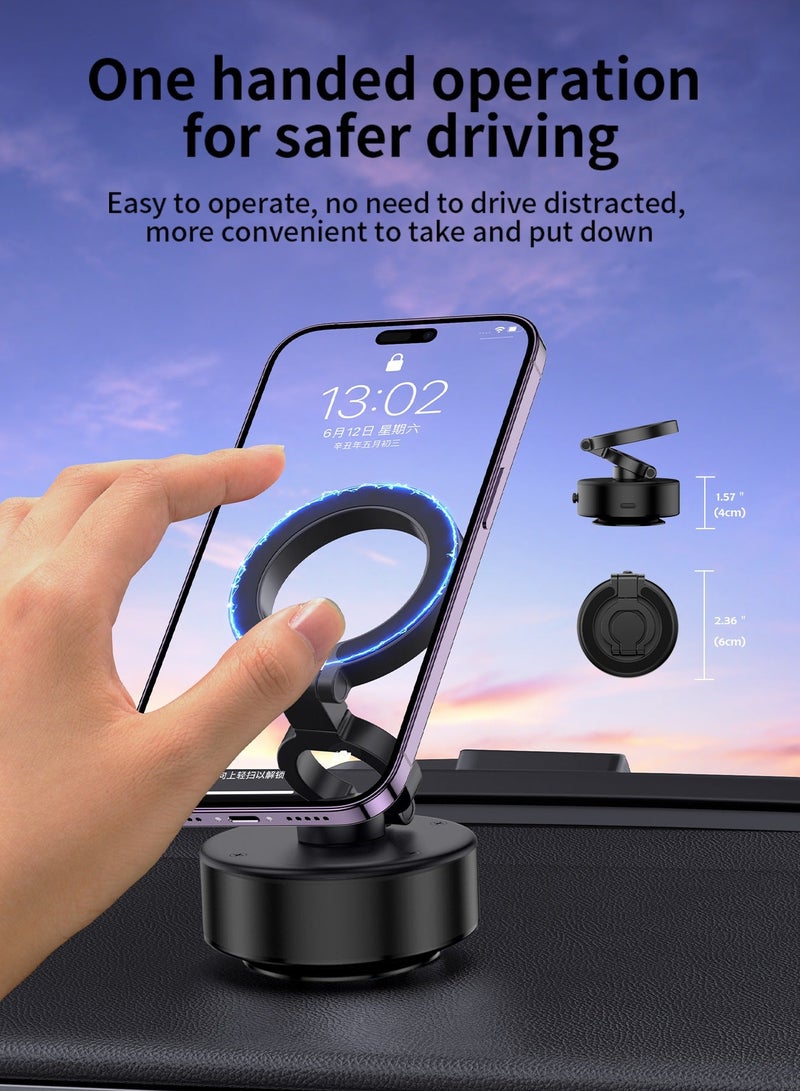 infino Magnetic Car Phone Mount – Vacuum Suction Foldable Dashboard Holder, Universal 4.7-7 Inch Smartphones, 360 Adjustable, Strong Magnetic Grip, Durable Aluminum Alloy - Image 2