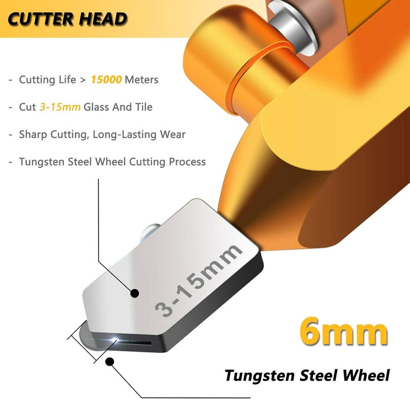 WAGX Manual Tile Cutter, 2 in 1 Glass Tile Cutter Hand Tool with Glass Breaking Pliers, Mirror Cutting Kit with 3 Tungsten Steel Blade for Home DIY Cutting Glass, Mirror, Ceramic Tile, Glazed Tiles - Image 4