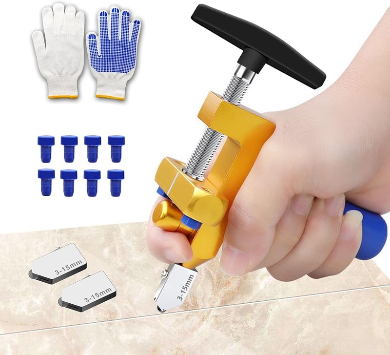 WAGX Manual Tile Cutter, 2 in 1 Glass Tile Cutter Hand Tool with Glass Breaking Pliers, Mirror Cutting Kit with 3 Tungsten Steel Blade for Home DIY Cutting Glass, Mirror, Ceramic Tile, Glazed Tiles - Image 1