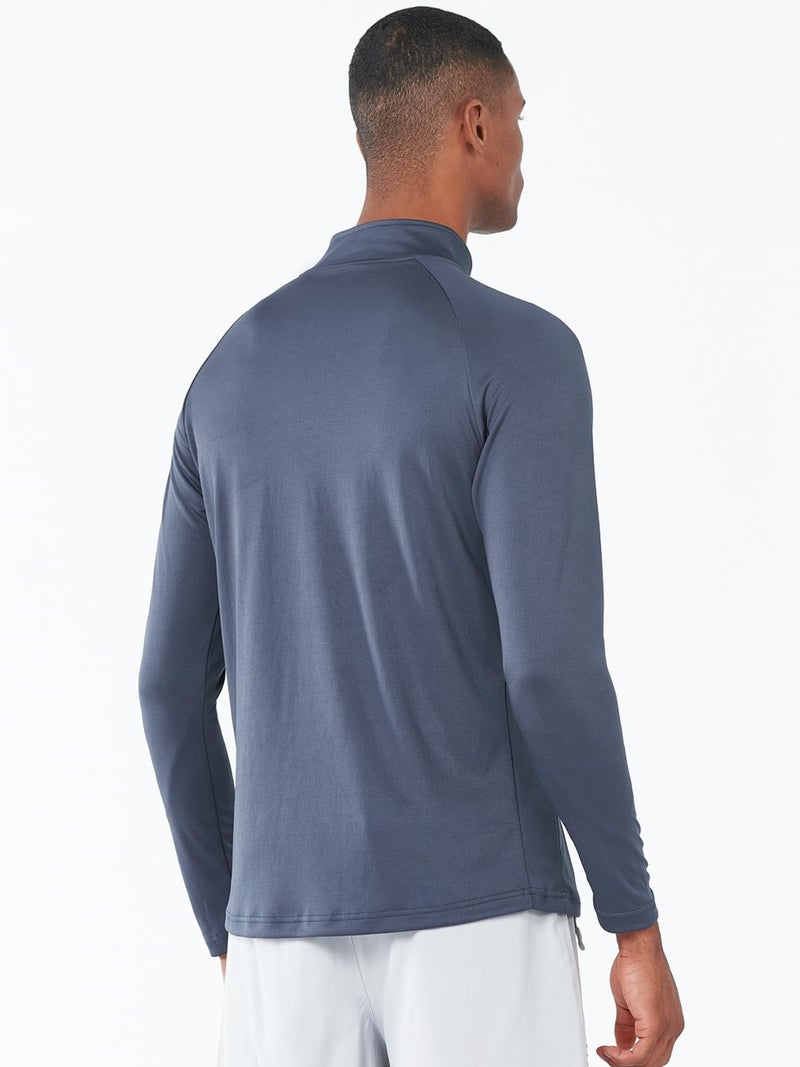 NORTHYARD Men's Running Shirt Long Sleeve Quarter Zip Pullover Moisture Wicking Quick Dry Athletic Workout Shirts COOLGREY-M - Image 3