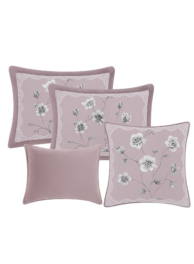 مون مفرش شتوي نفرين نظام وجهين وجه مخمل وجه فرو - 6 قطع ( لحاف سرير واحد + ملاءة سرير واحدة + 2 غطاء وسادة + 2 غطاء وسادة مزخرف) - مخمل وصوف قابل للعكس - يناسب سريرًا مقاس 200 × 200 سم - Image 2