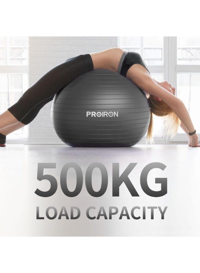 PROIRON Exercise Ball Anti-Burst Yoga Ball Chair with Quick Pump Slip Resistant Gym Ball Supports 500KG Balance Ball for Pilates Yoga Birthing Pregnancy Stability Gym Workout Training - Image 4