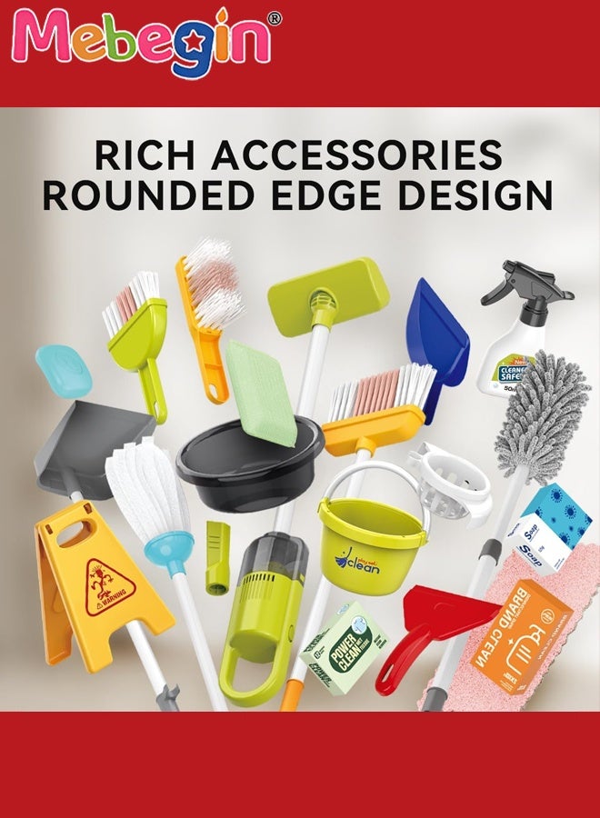 MEBEGIN 29PCS Cleaning Tools Set, Toddler Cleaning Toy Set, Detachable Housekeeping Cart with Broom, Dust Pan and Spray Bottle, Vacuum Cleaner and Other Rich Accessaries, Creative Play House Toy, Ideal Gift for Kids Aged 3+ - Image 3