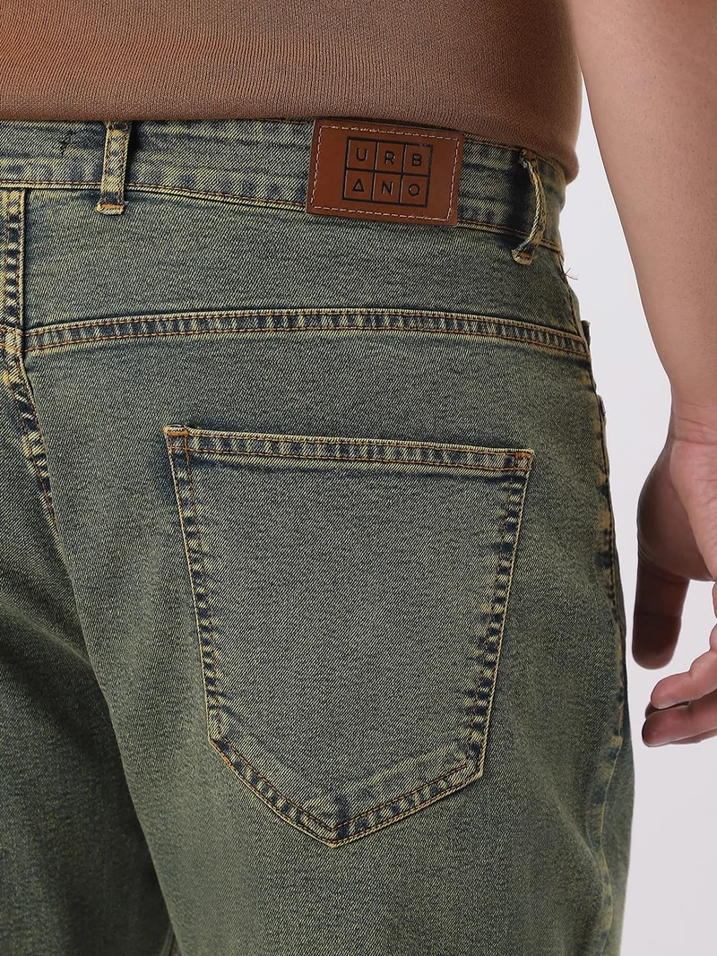 Urbano Fashion  Urbano Plus Men's Ice Blue Straight Fit Heavy Washed Jeans Stretchable  | Best Price UAE