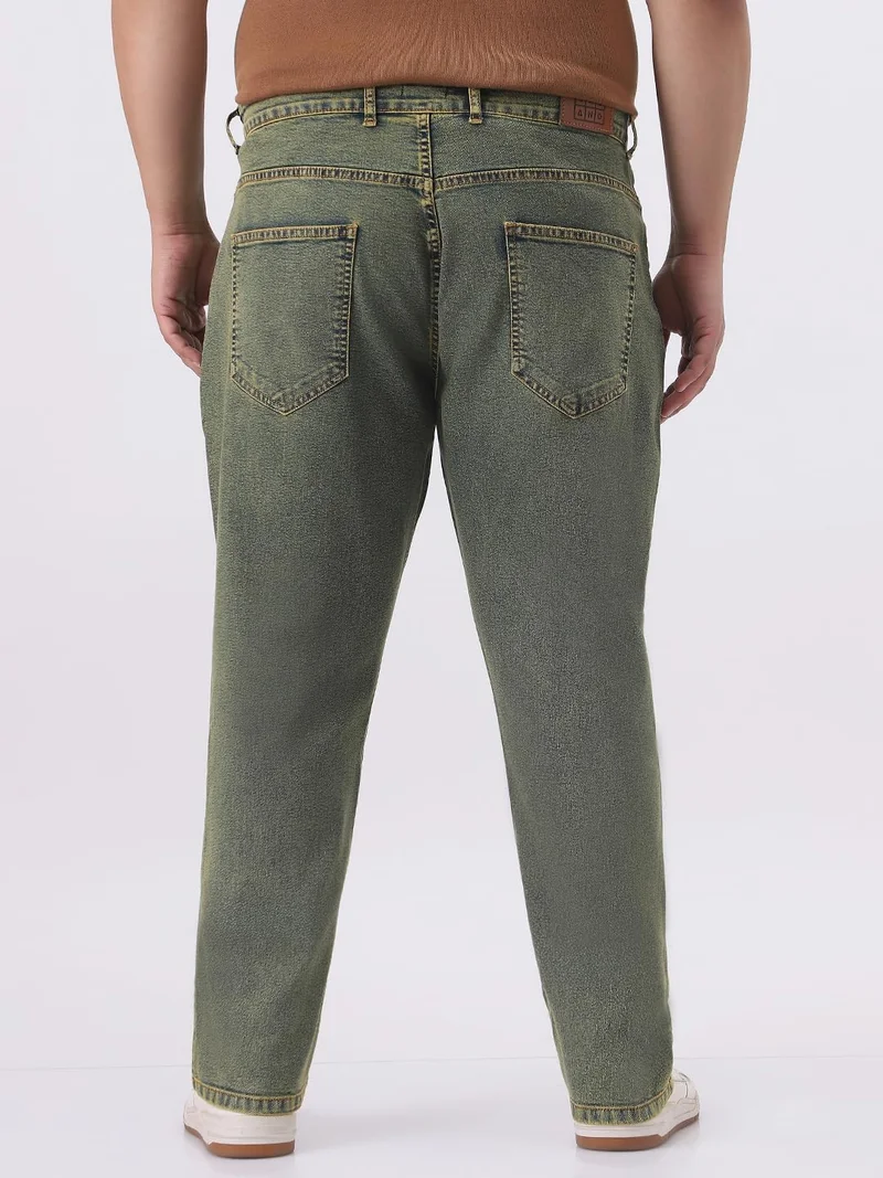 Urbano Fashion  Urbano Plus Men's Ice Blue Straight Fit Heavy Washed Jeans Stretchable  | Best Price UAE