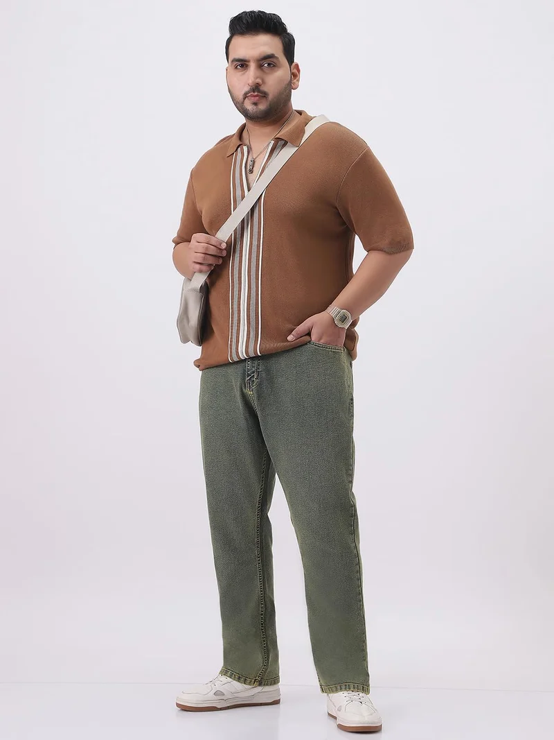 Urbano Fashion  Urbano Plus Men's Ice Blue Straight Fit Heavy Washed Jeans Stretchable  | Best Price UAE